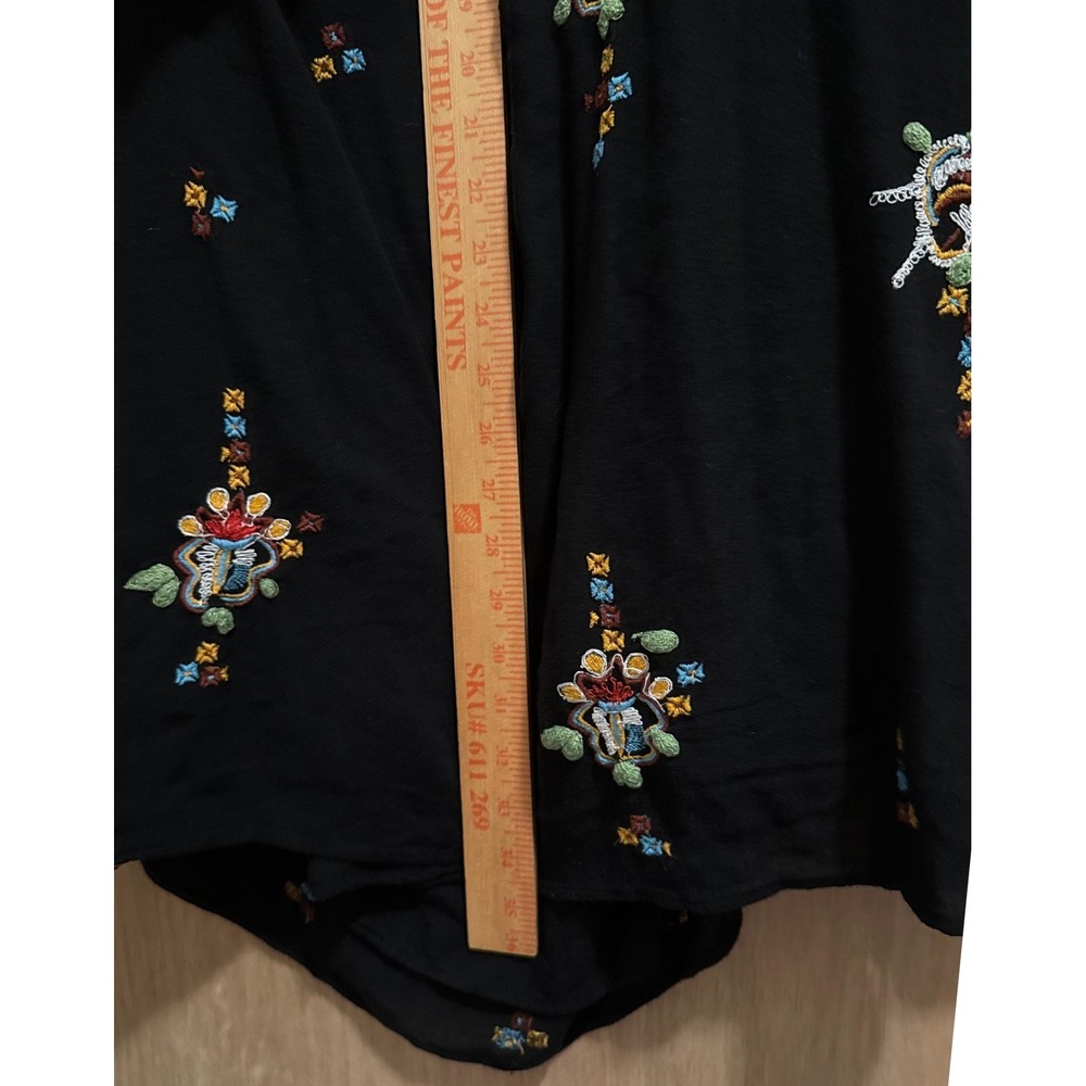 Free People Black Oxford Embroidered Cutout Back Mini Dress Boho Size Small - Picture 10 of 11